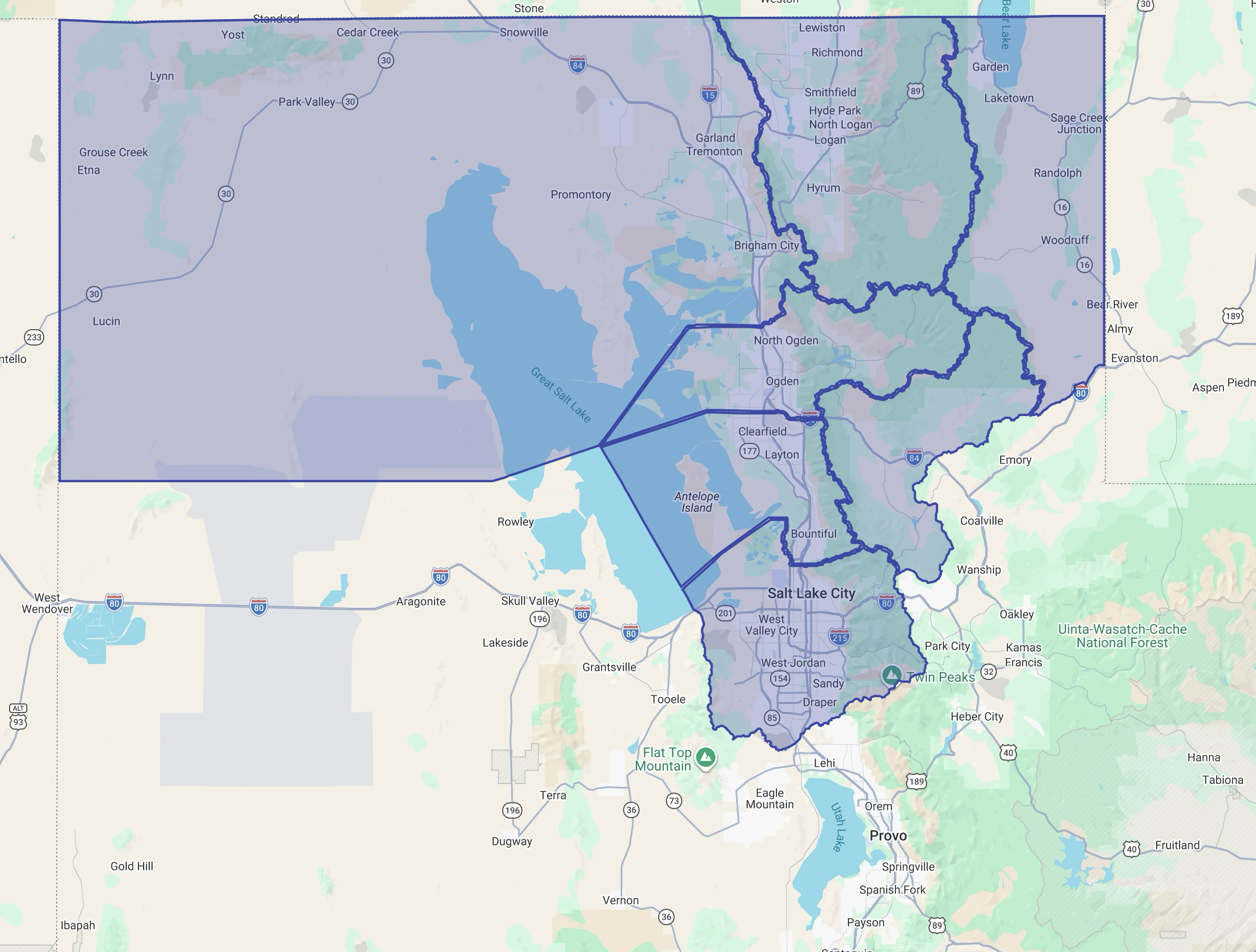 One Call Heating and Air service area across northern Utah